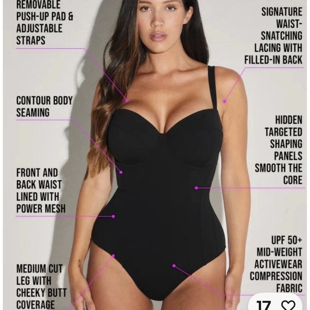 TA3 Lushy  One Piece Swimsuit Black Push UP Wired Size Small  REG/LONG H/I Cup